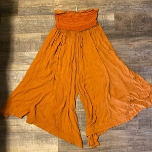Free people size SM orange strapless romper